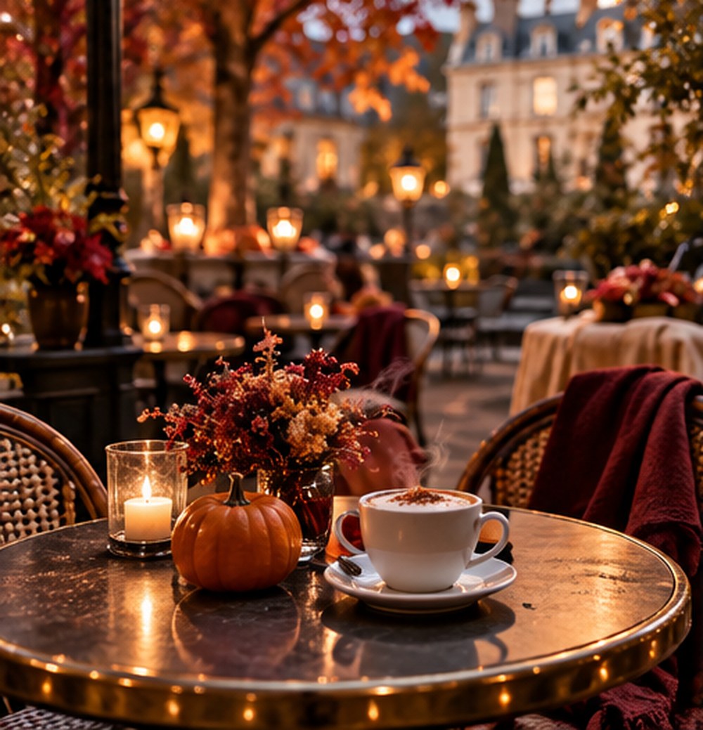 Terrasse parisienne aux couleurs de l’automne