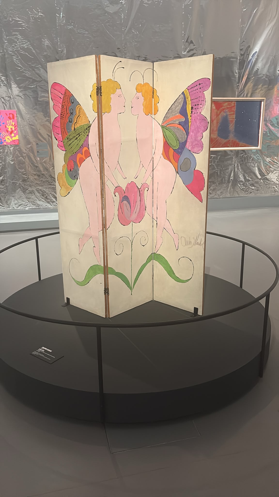 Paravent peint et signé par Andy Warhol, exposition La ligne et l'image au musée du Luxembourg